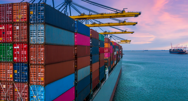 Shipping containers on a freighter