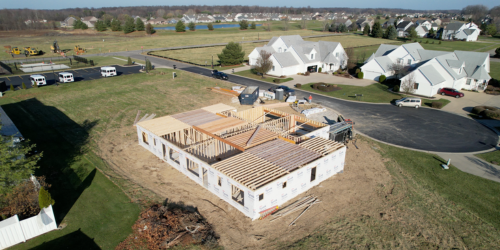 Quadplex being built in an Ohio neighborhood.